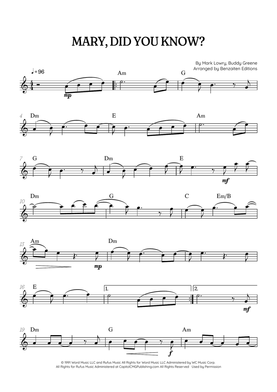 Mary, Did You Know? Oboe Solo scores gallery preview page 1