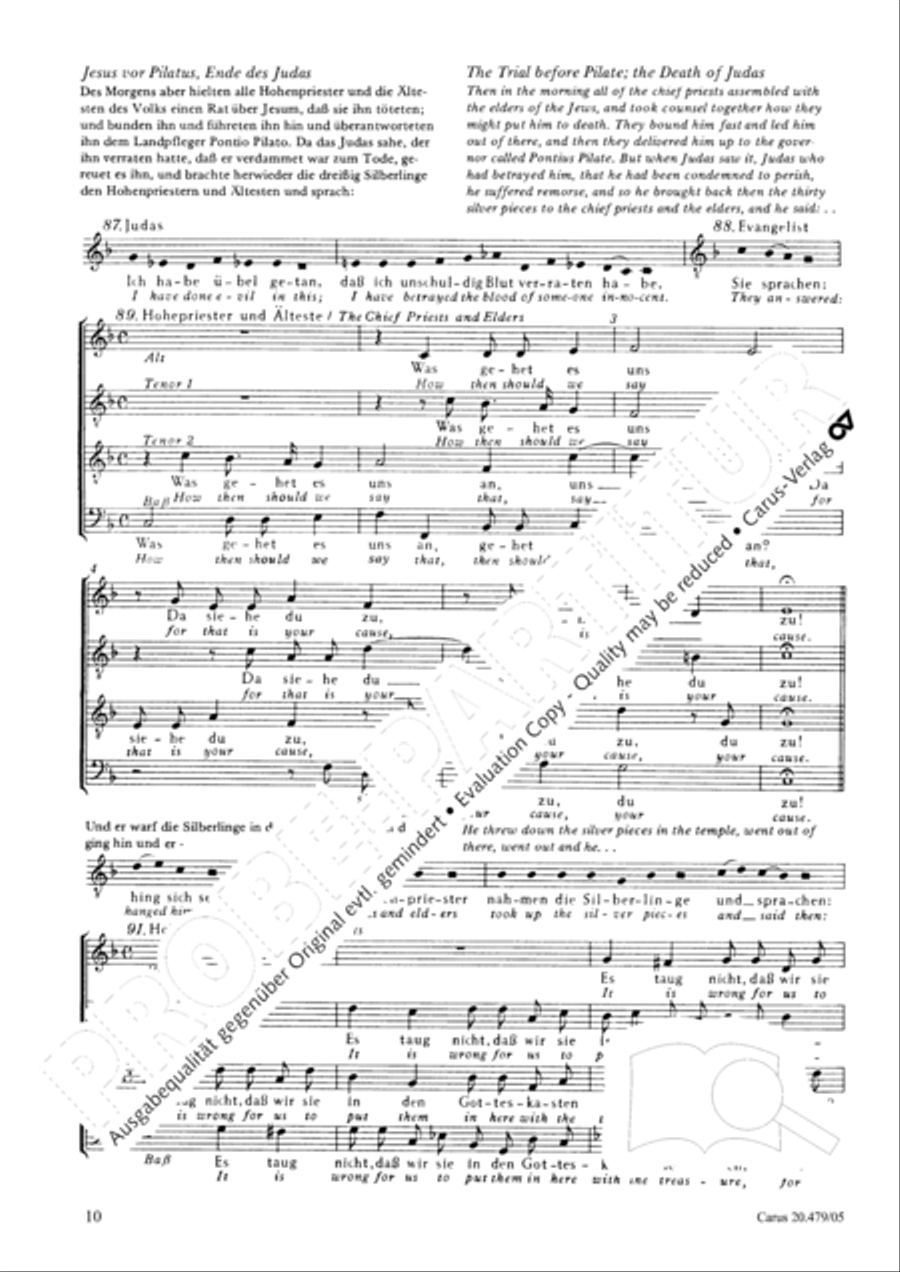 St. Matthew Passion (Matthaus-Passion) 4-Part scores gallery preview page 11