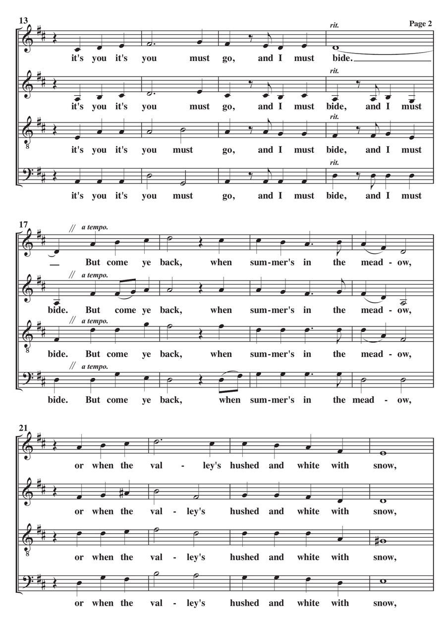 Danny Boy A Cappella SATB 4-Part scores gallery preview page 2