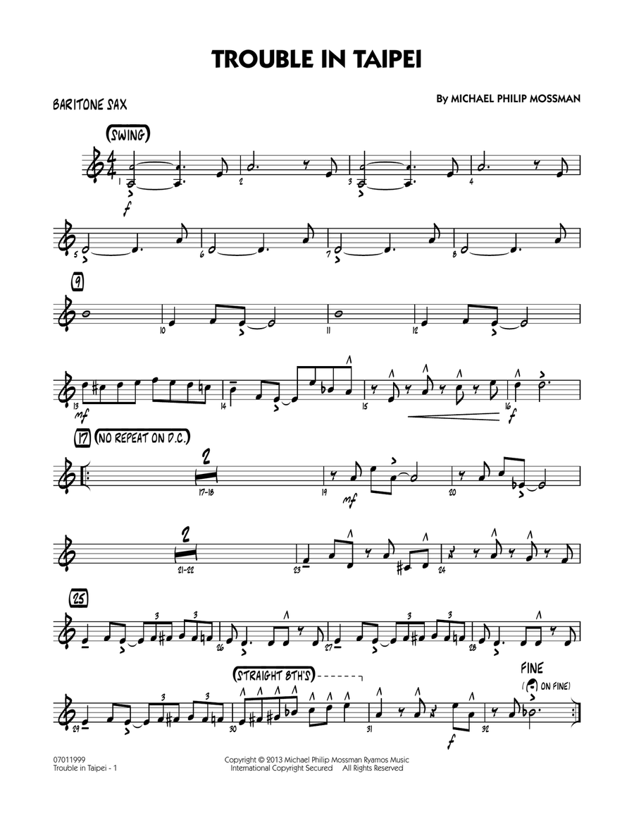 Trouble In Taipei - Baritone Sax