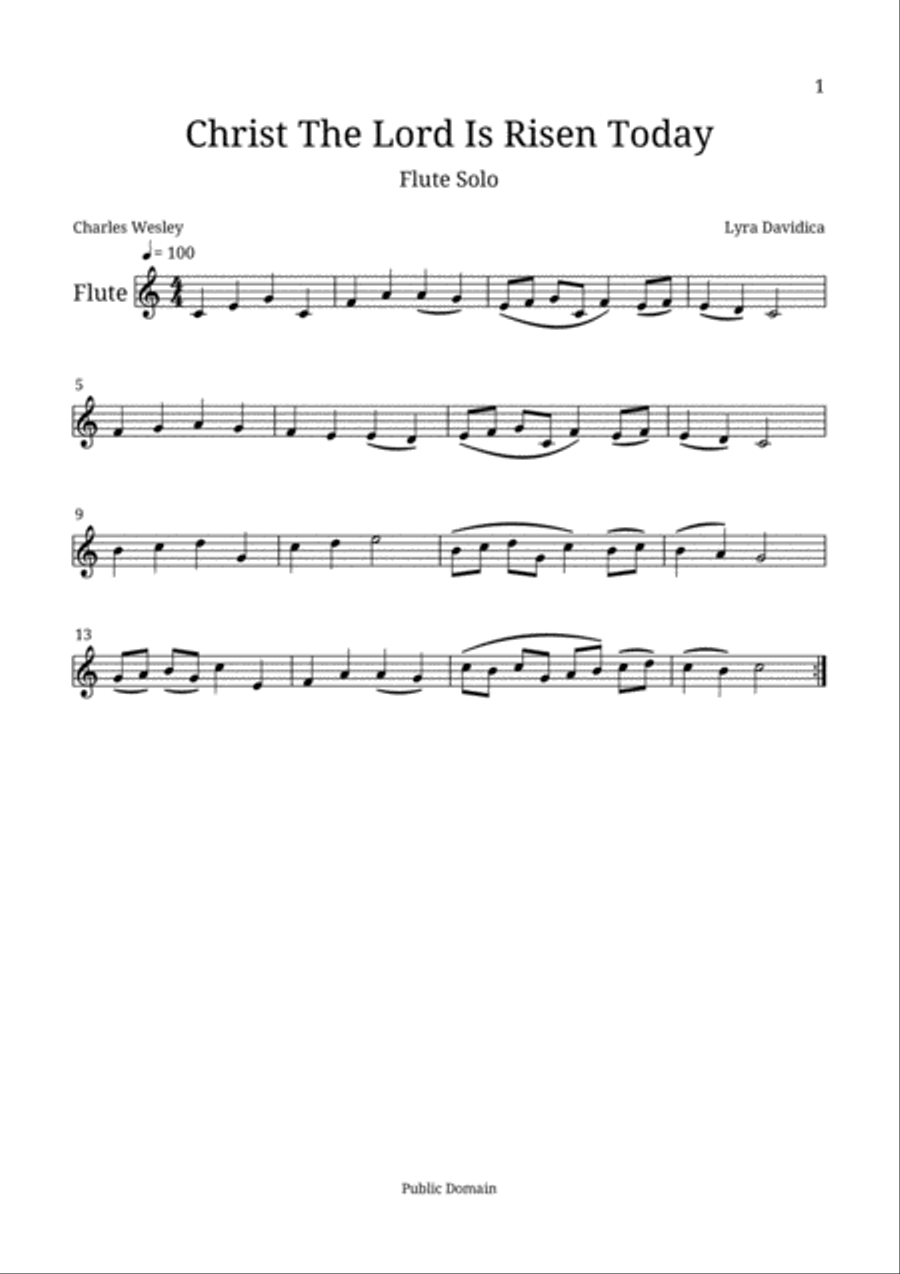 Christ The Lord Is Risen Today Flute Solo scores gallery preview page 1