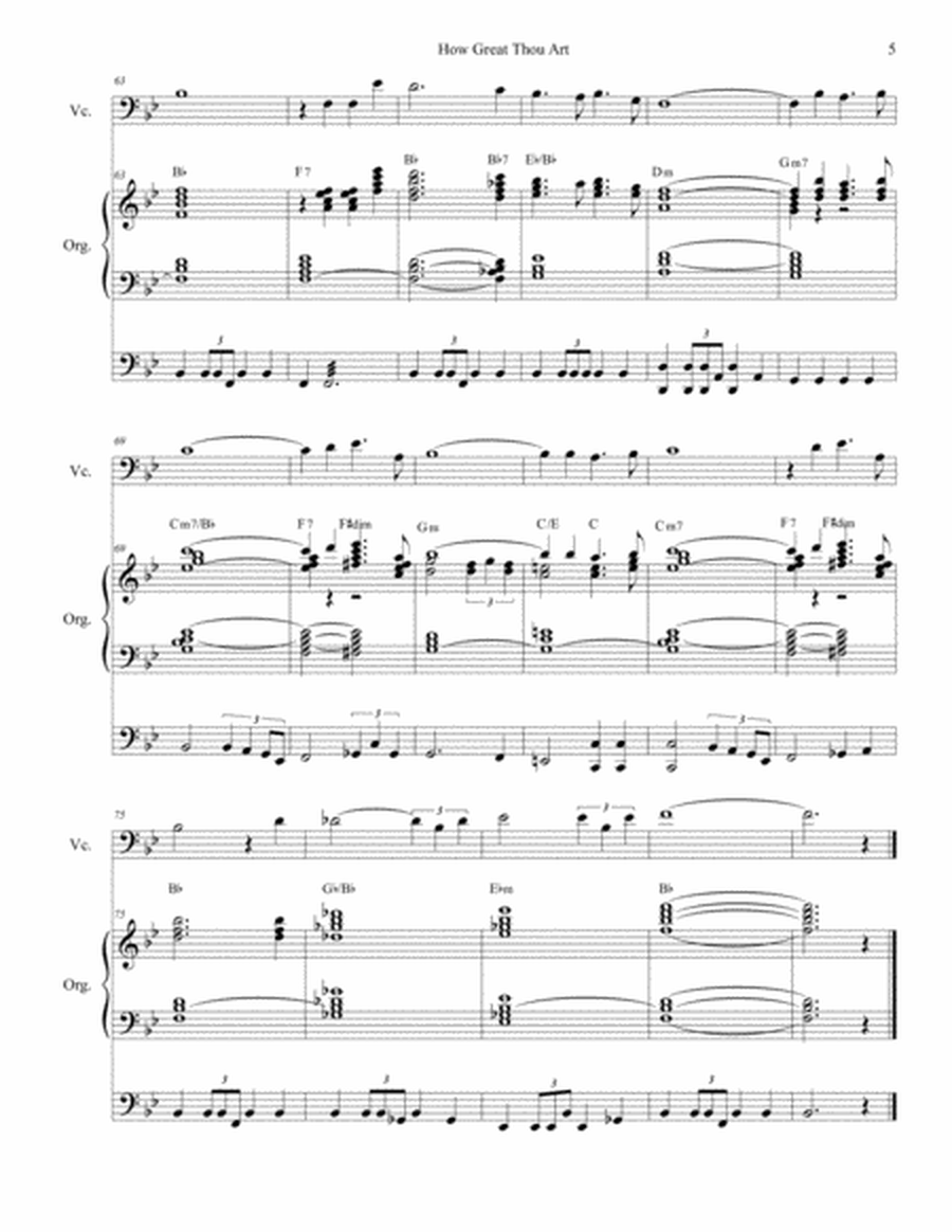 How Great Thou Art (for Cello Solo - Organ accompaniment) image number null