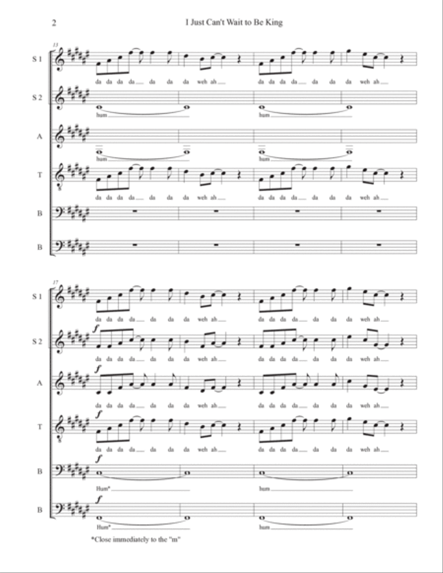 I Just Can't Wait To Be King 4-Part scores gallery preview page 2