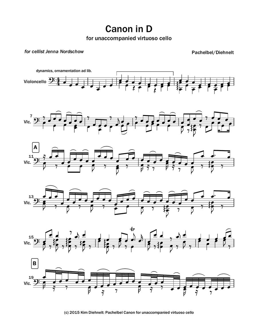 Pachelbel: Canon in D for Unaccompanied virtuoso cello Cello Solo scores gallery preview page 2