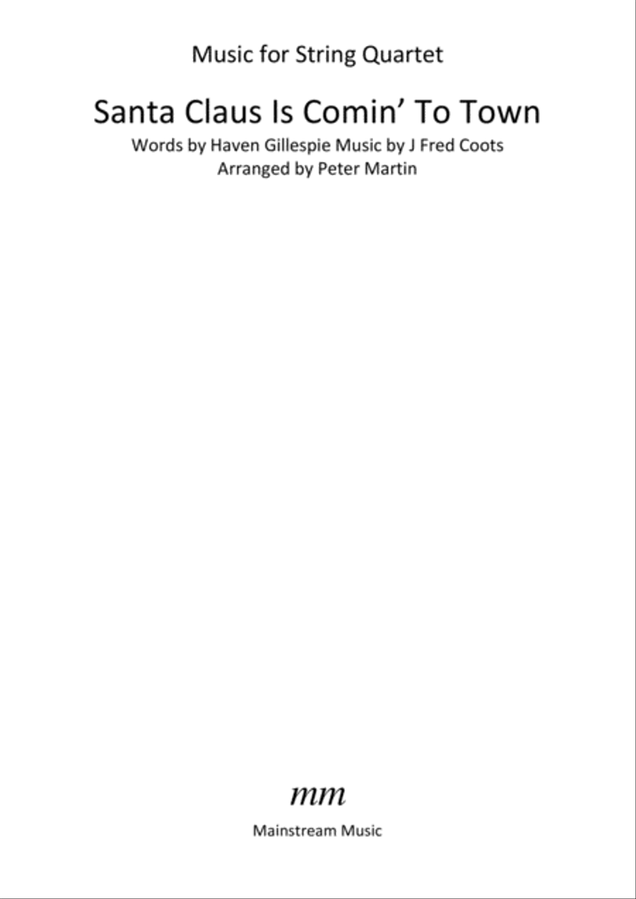 Santa Claus Is Comin' To Town String Quartet scores gallery preview page 2