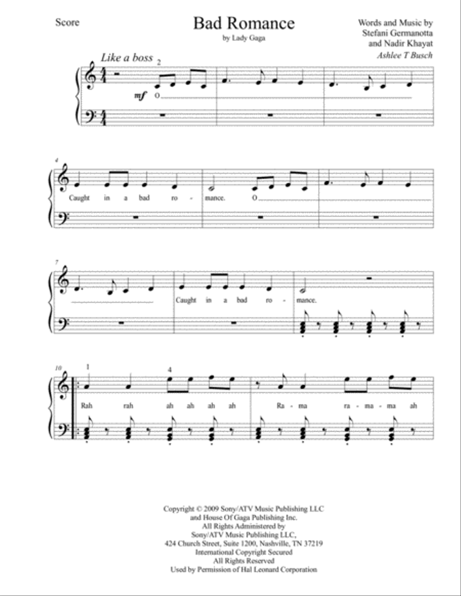 Bad Romance Voice scores gallery preview page 2