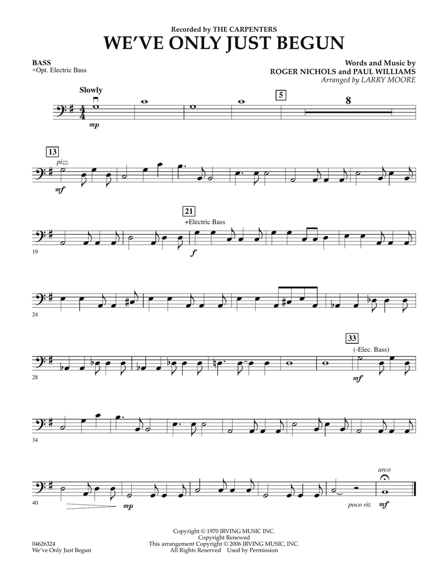We've Only Just Begun - String Bass Orchestra scores gallery preview page 1
