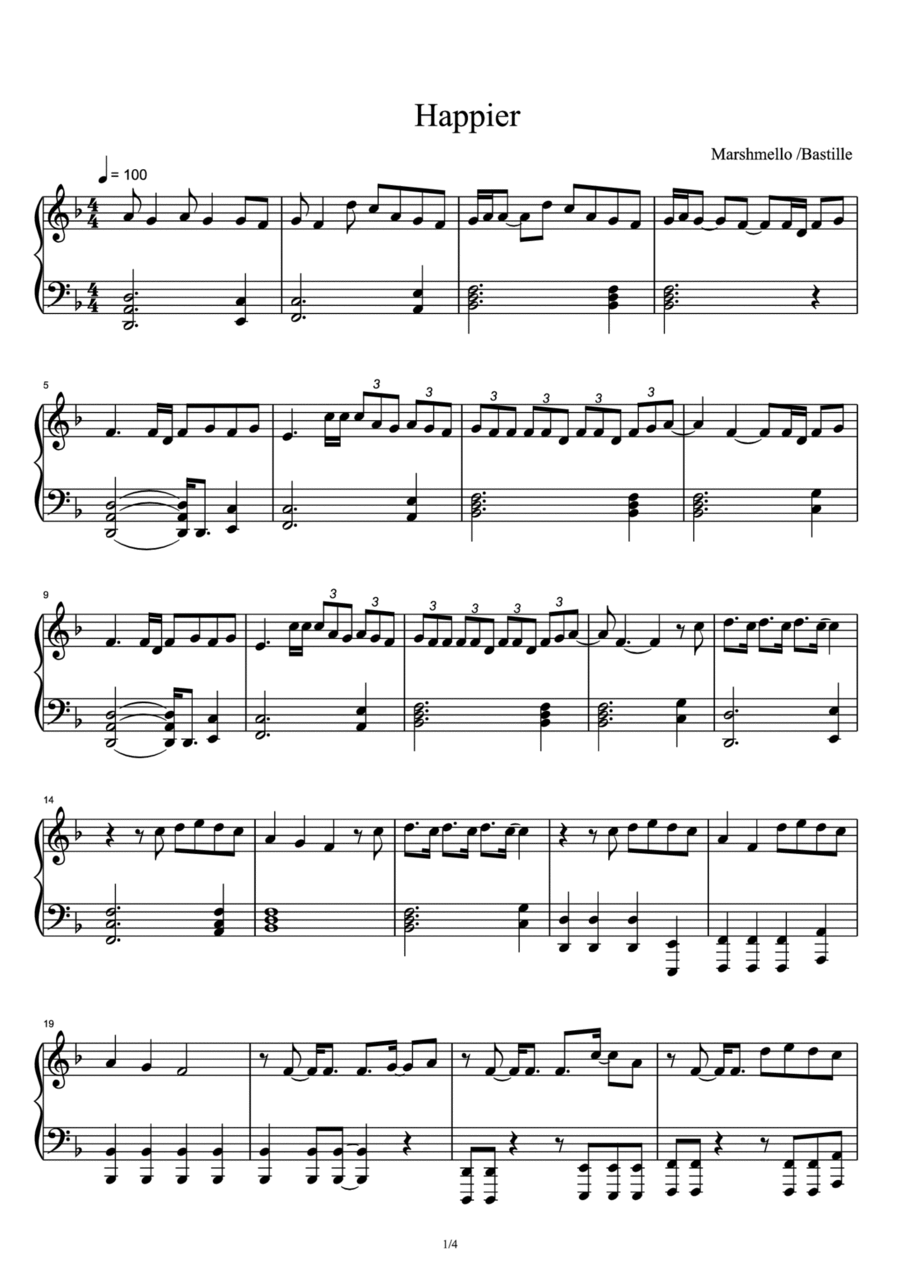 Happier Piano Solo scores gallery preview page 1