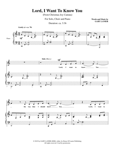 LORD I WANT TO KNOW YOU (for Solo and SATB Choir with Piano) image number null
