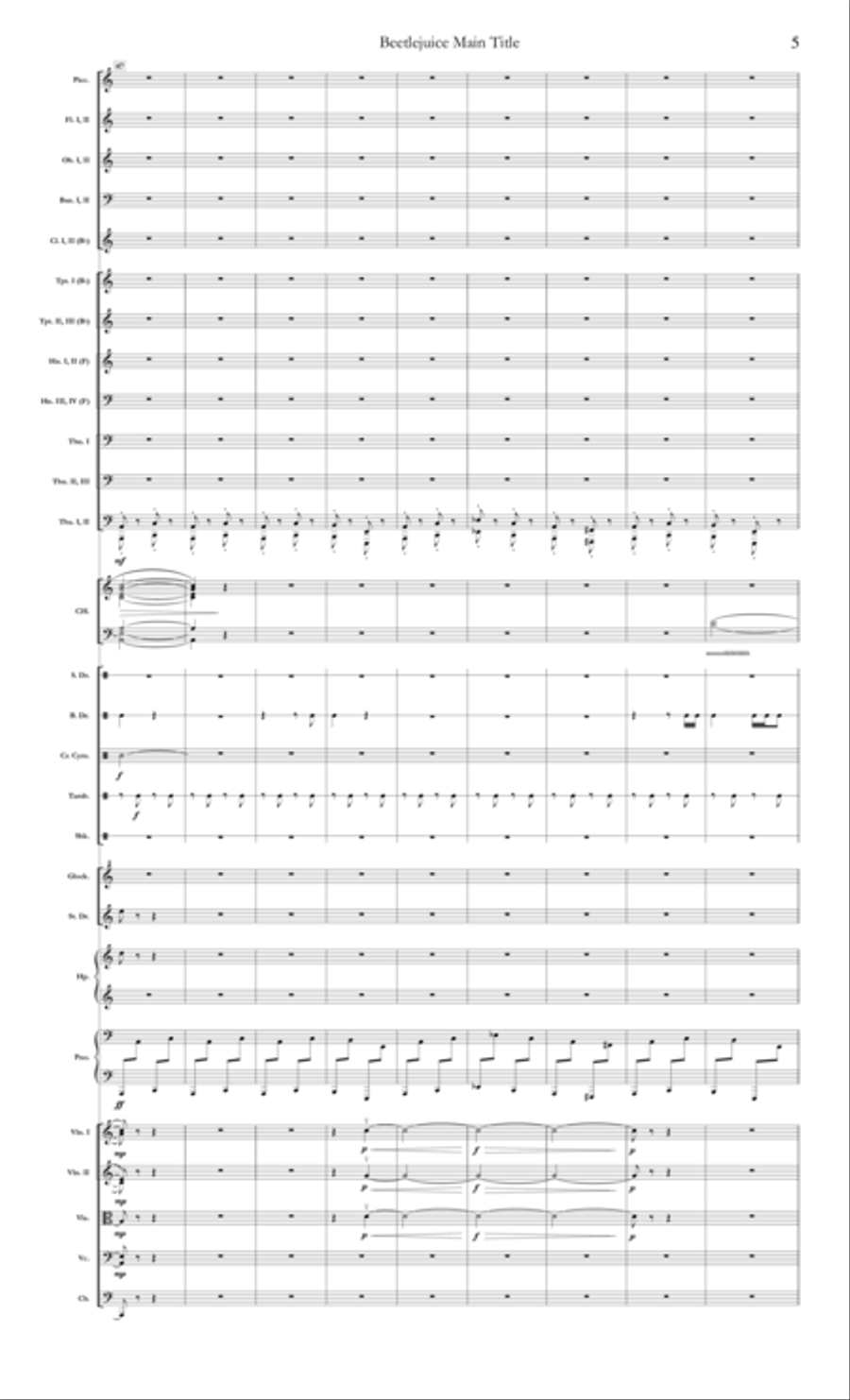 Beetlejuice (main Theme) Full Orchestra scores gallery preview page 5
