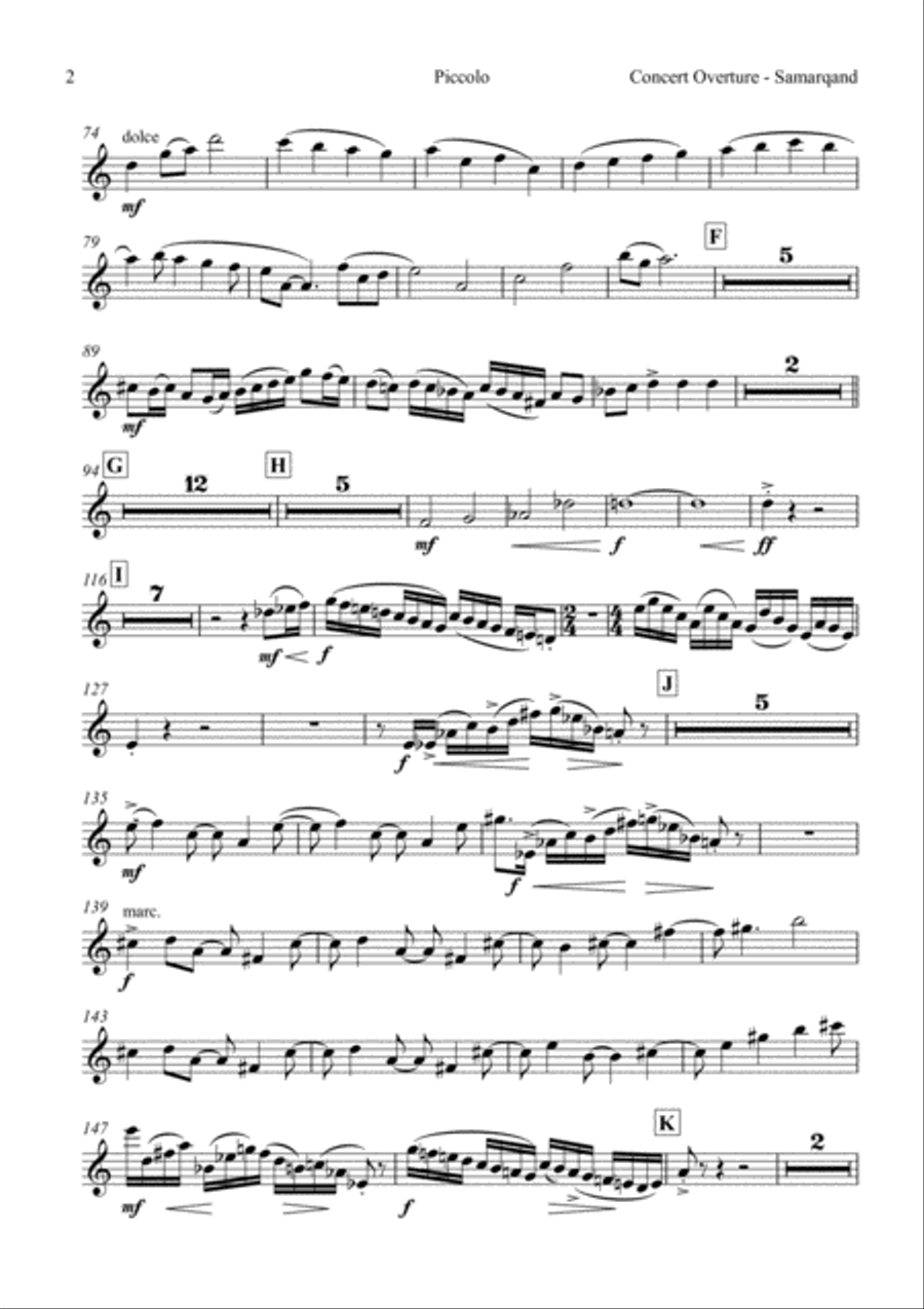 Samarqand Concert Overture instrument parts Concert Band scores gallery preview page 2