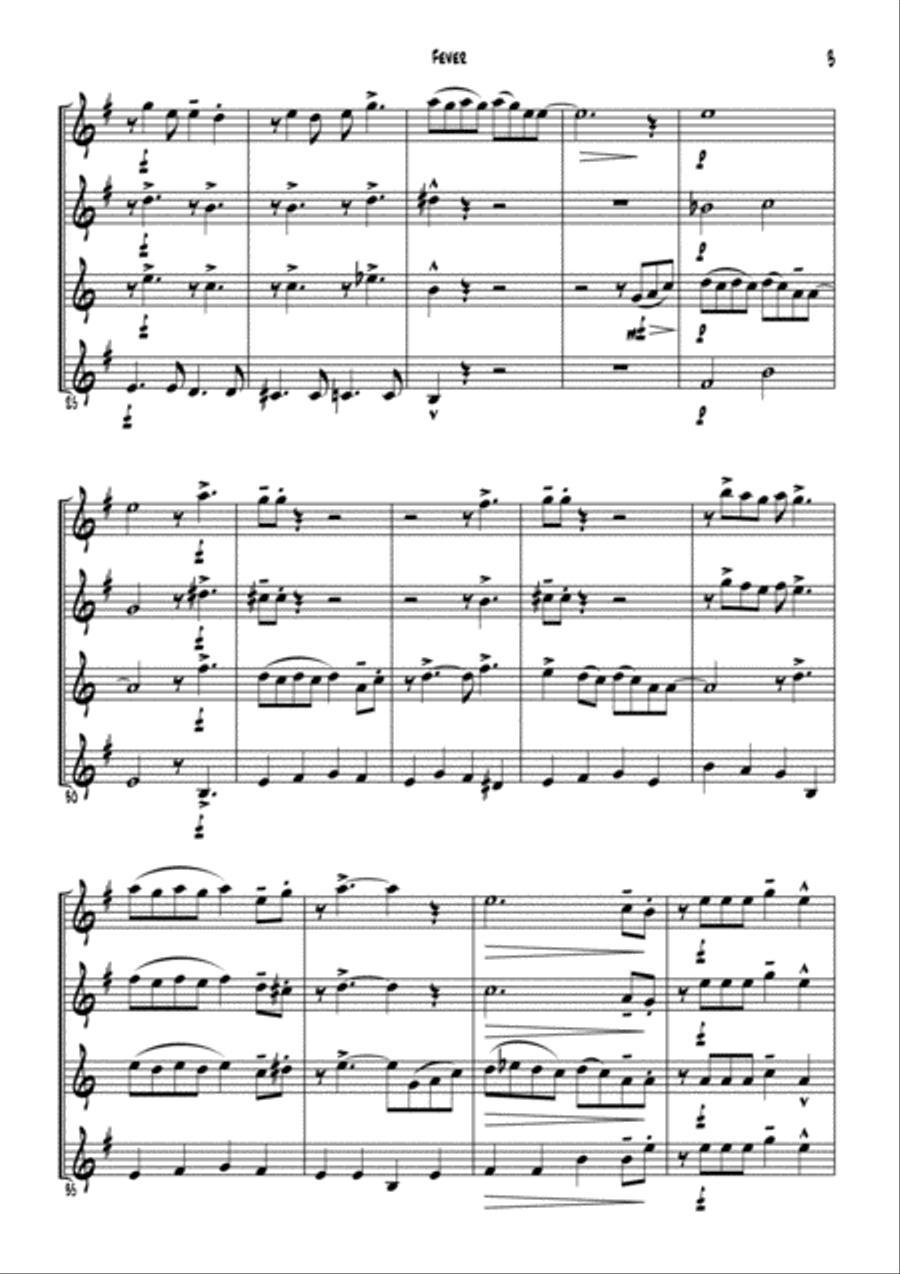 Fever Saxophone Quartet scores gallery preview page 5