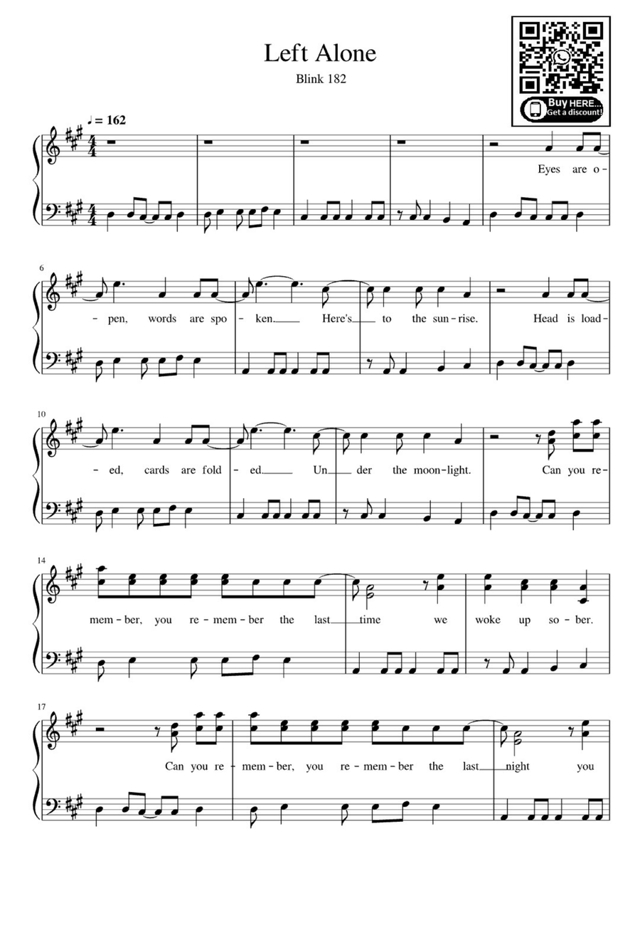 Left Alone Easy Piano scores gallery preview page 1