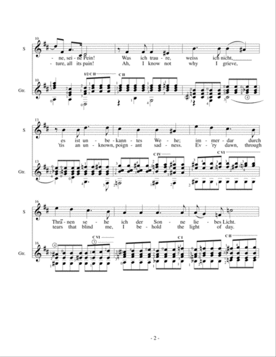 Verborgenheit - Hugo Wolf (1860-1903) arr. for soprano voice and classical guitar Acoustic Guitar scores gallery preview page 3