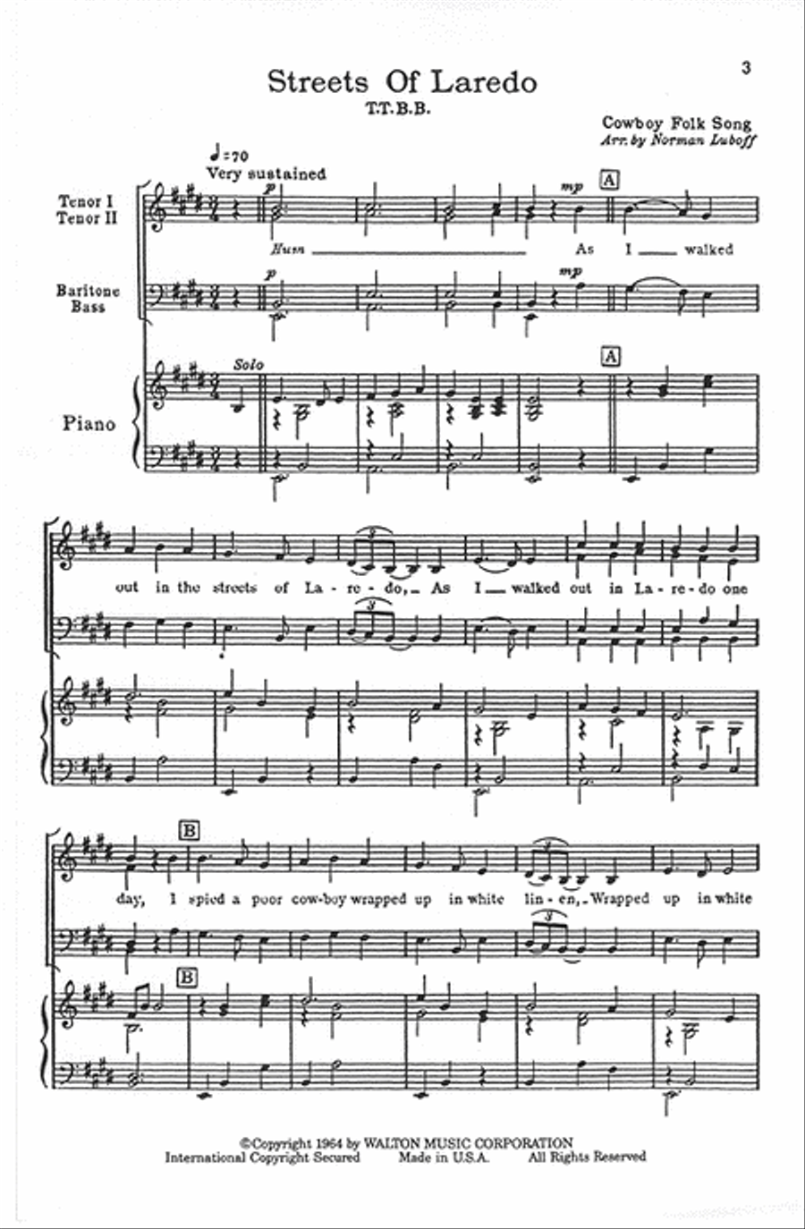 Streets of Laredo Streets of Laredo TTBB scores gallery preview page 2