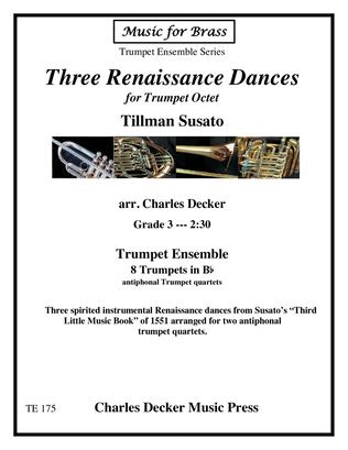 Book cover for Three Renaissance Dances for Antiphonal Trumpet Quartets