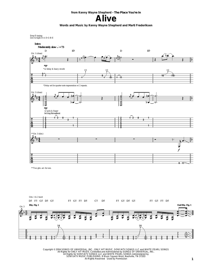 Alive Acoustic Guitar scores gallery preview page 1