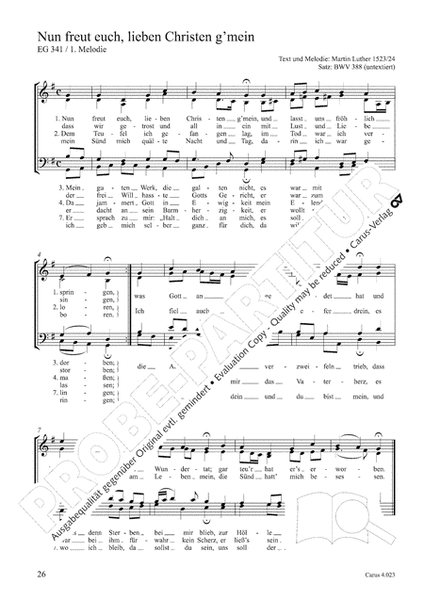 Luther Lieder in settings by J. S. Bach for mixed choir SATB