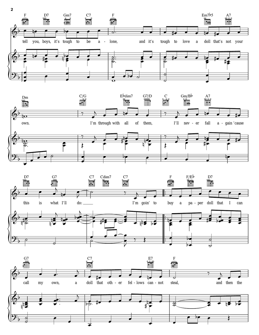 Paper Doll Piano, Vocal, Guitar scores gallery preview page 2