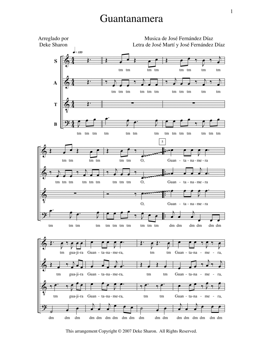 Guantanamera 4-Part scores gallery preview page 1