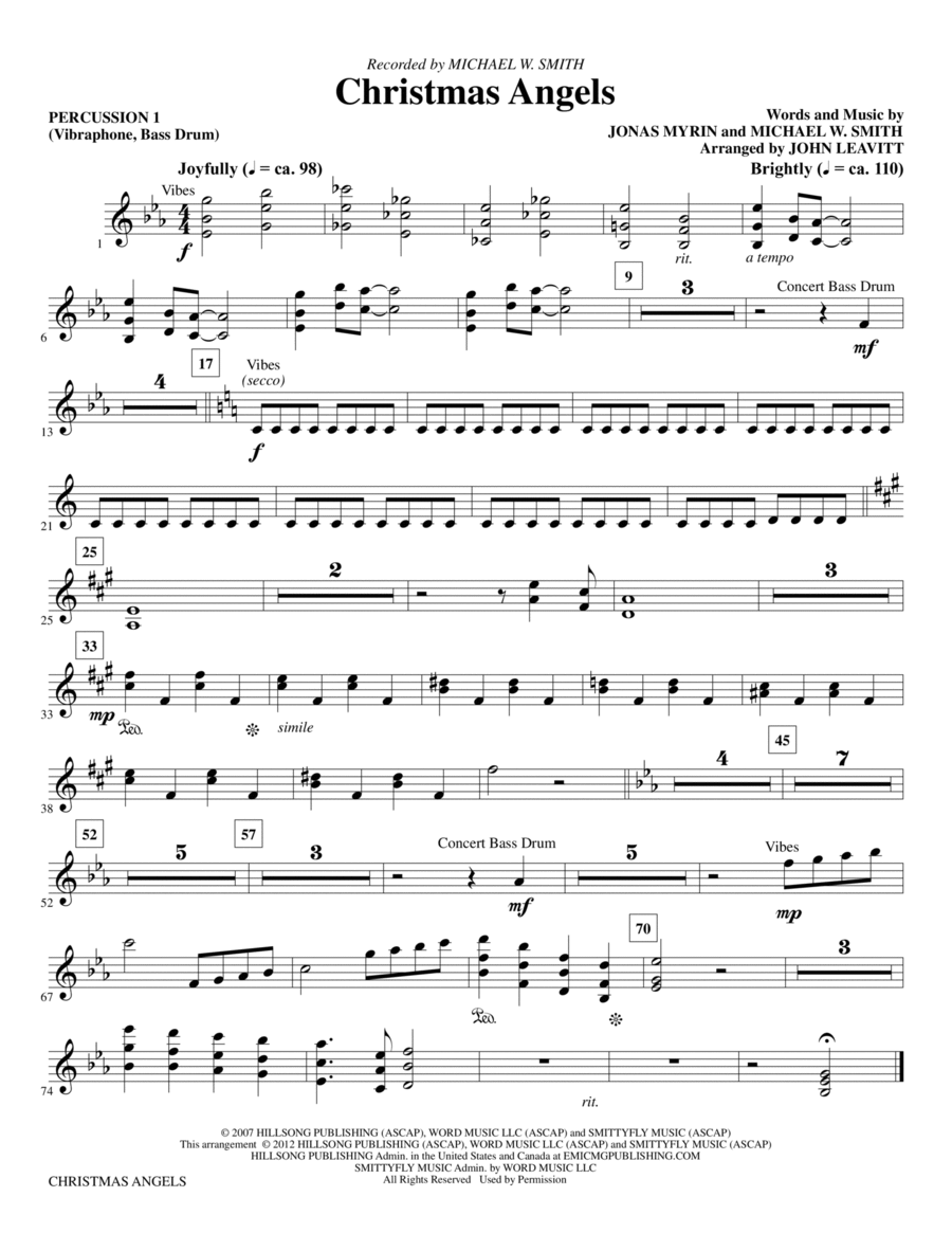 Christmas Angels - Percussion 1 Choir scores gallery preview page 1