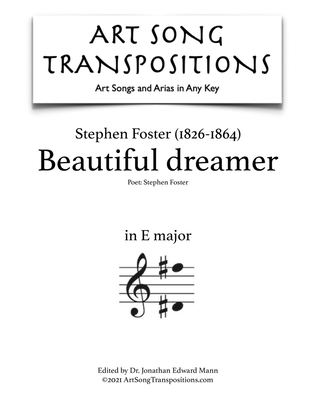 Book cover for FOSTER: Beautiful dreamer (transposed to E major)