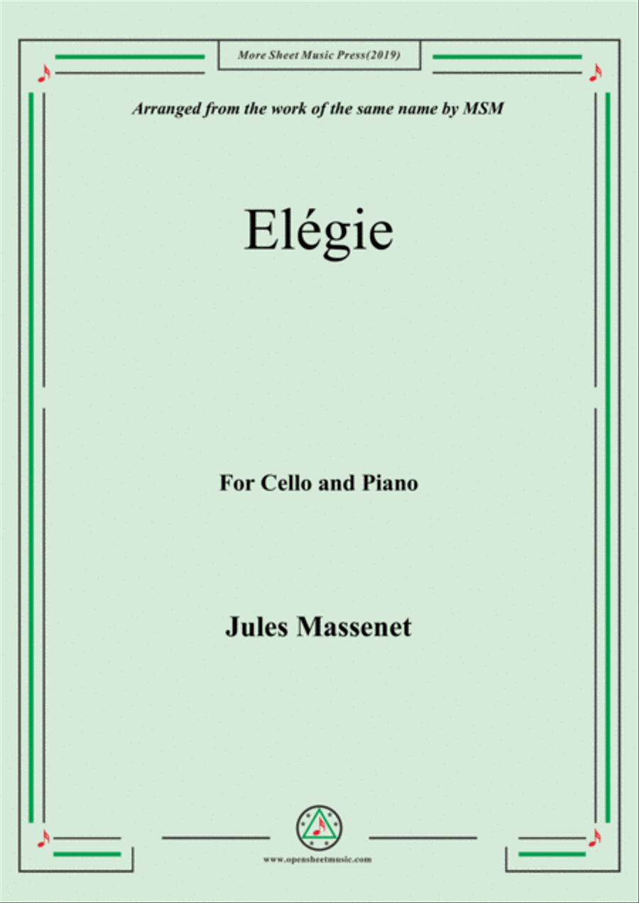Massenet-Elégie, for Cello and Piano Piano scores gallery preview page 1