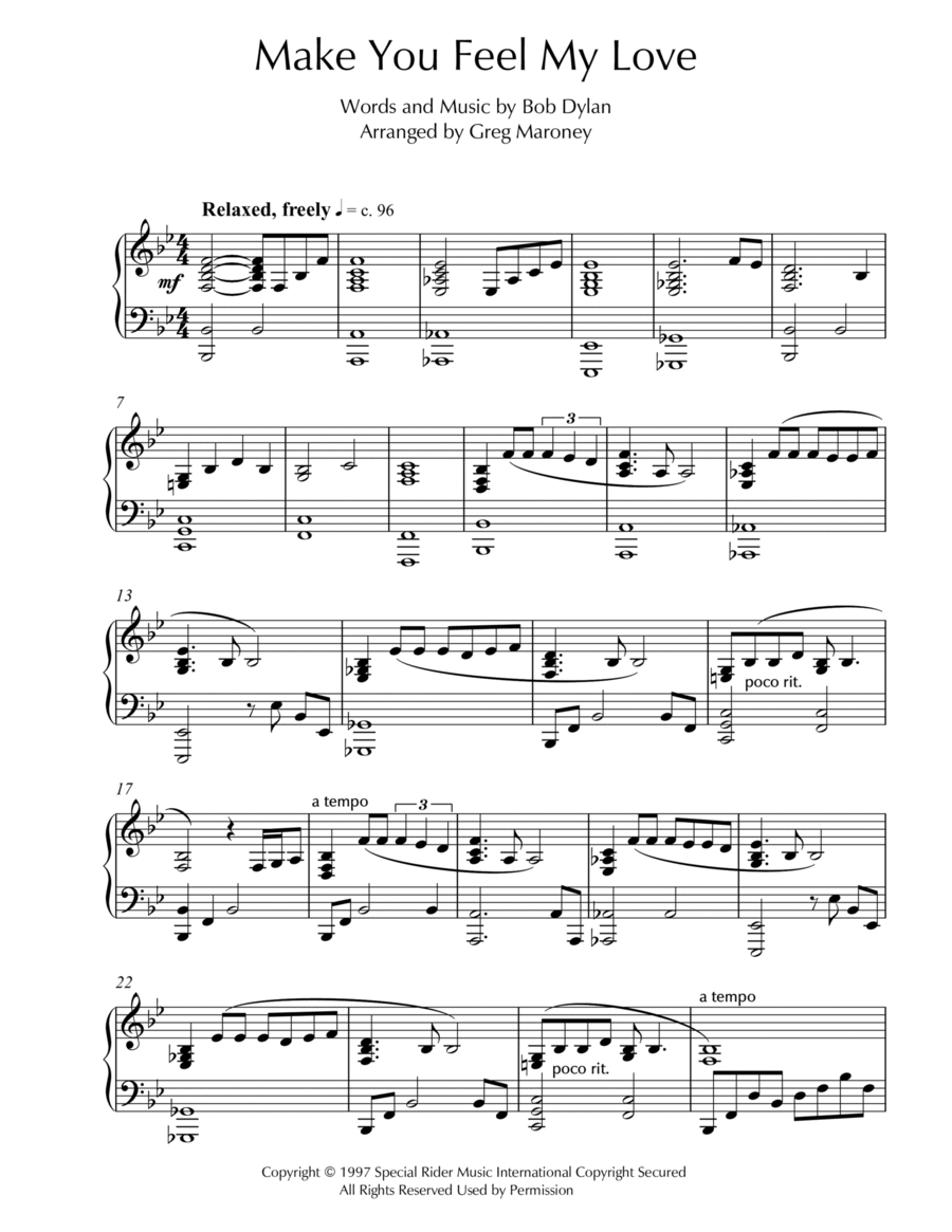 Make You Feel My Love Piano Solo scores gallery preview page 1