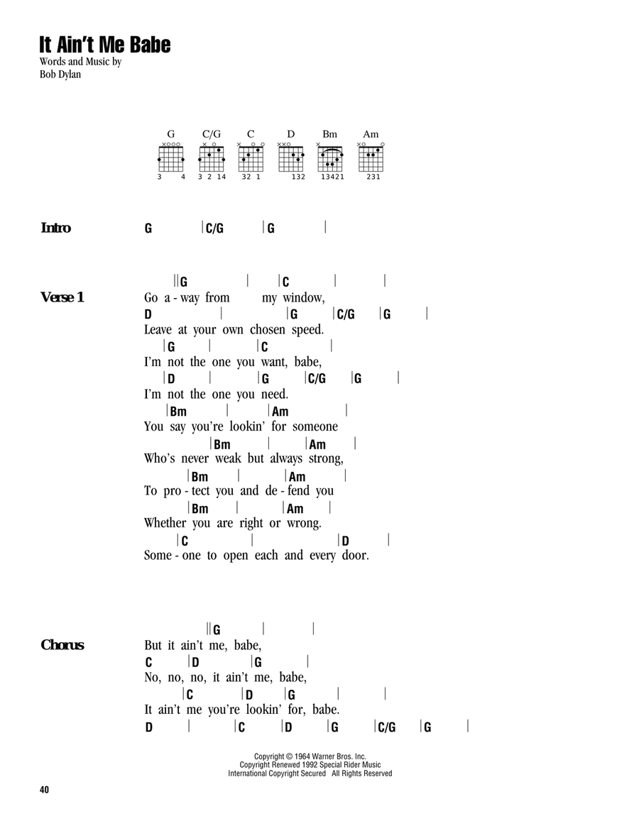 It Ain't Me Babe Acoustic Guitar scores gallery preview page 1