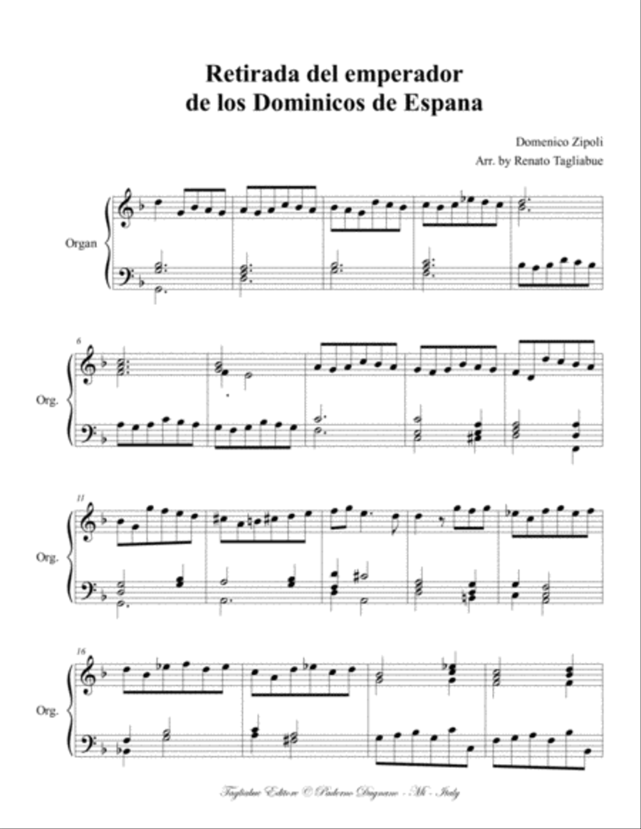 RETIRADA DEL EMPERATOR DE LOS DOMINICOS DE ESPANA - D. Zipoli Piano Solo scores gallery preview page 2