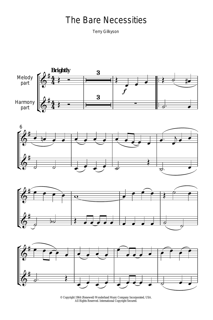 The Bare Necessities (from Disney's The Jungle Book) Clarinet Solo scores gallery preview page 1