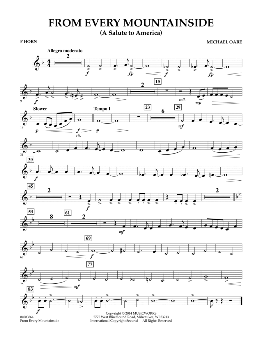 From Every Mountainside (A Salute to America) - F Horn Concert Band scores gallery preview page 1