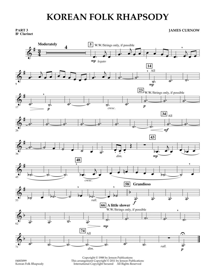 Korean Folk Rhapsody - Pt.3 - Bb Clarinet