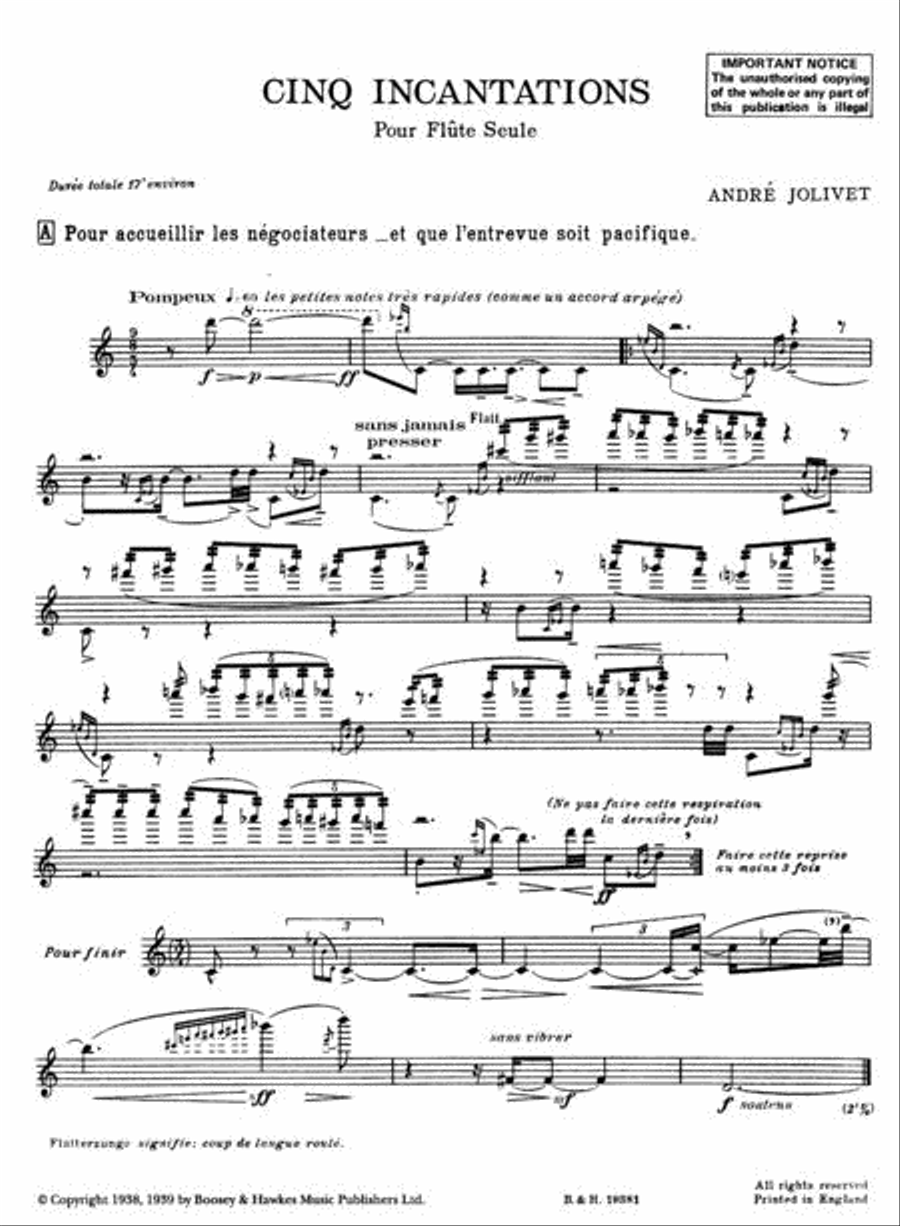 Cinq Incantations Flute Solo scores gallery preview page 2