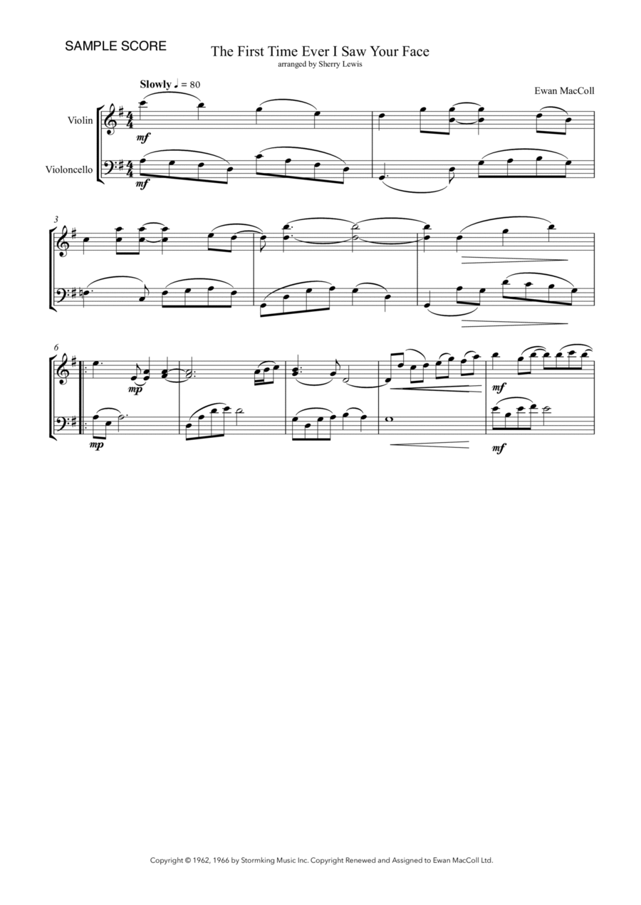 The First Time Ever I Saw Your Face String Duet scores gallery preview page 1