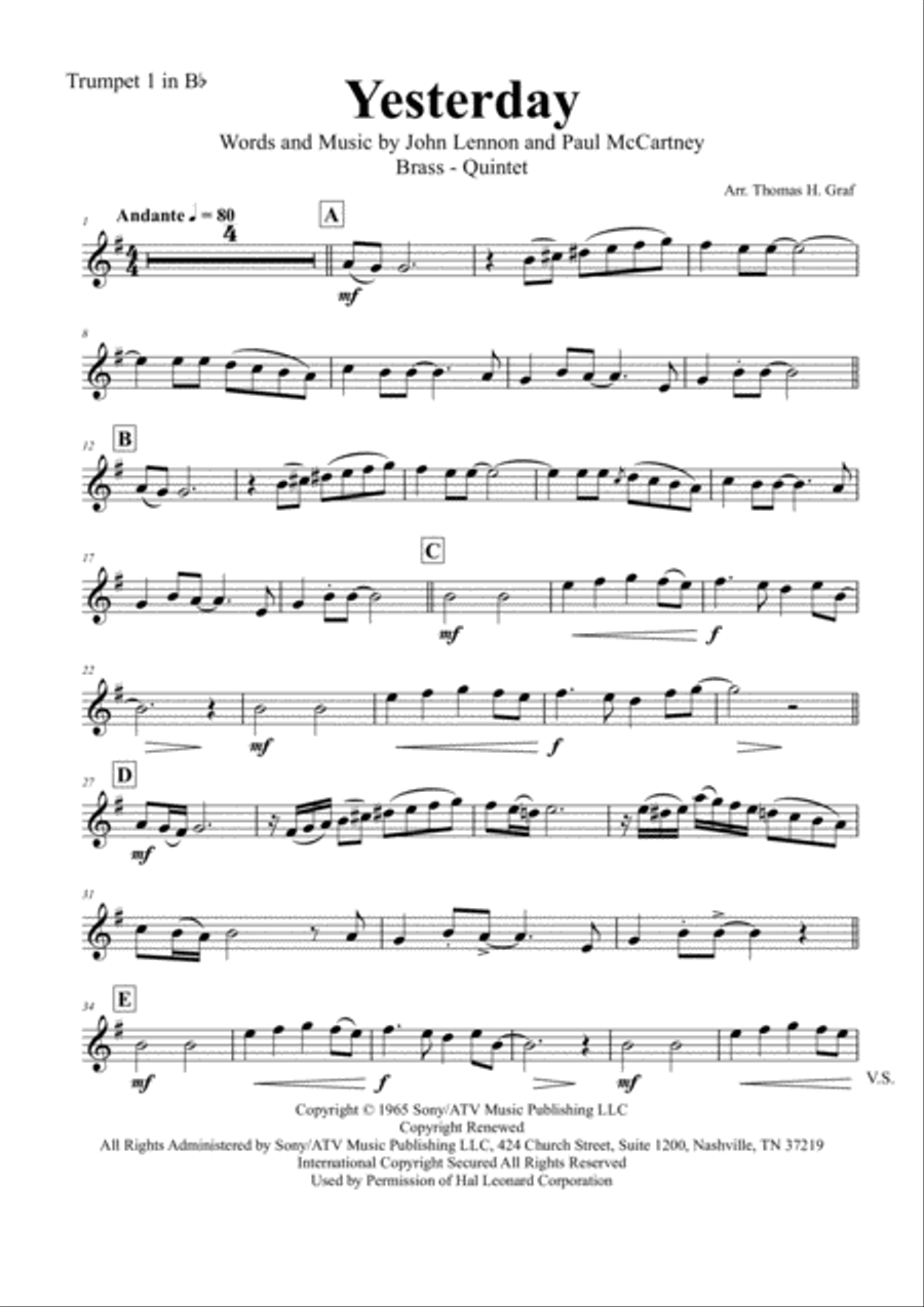 Yesterday Horn scores gallery preview page 4