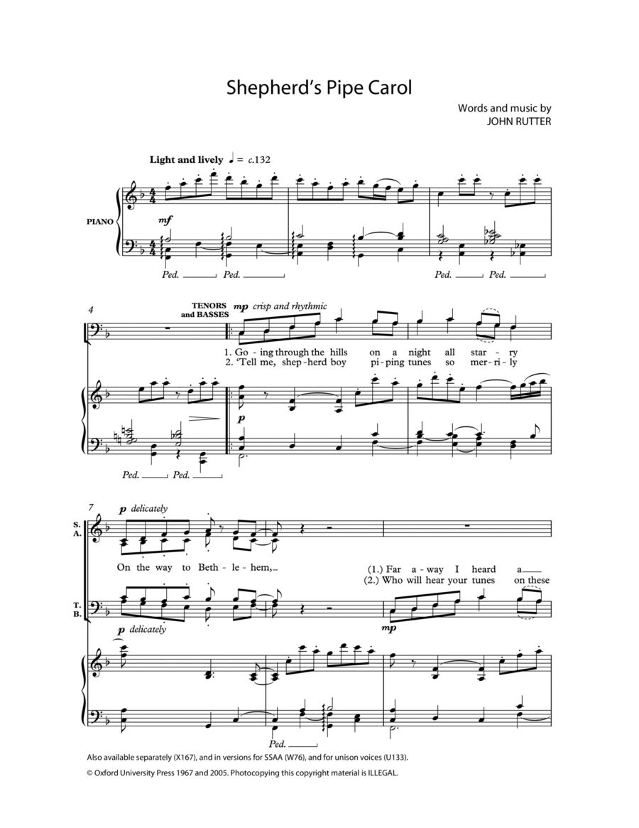 Shepherd's Pipe Carol 4-Part scores gallery preview page 1