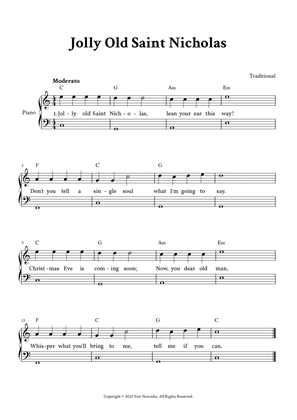 Jolly Old Saint Nicholas - Easy Piano in C (with Lyrics)