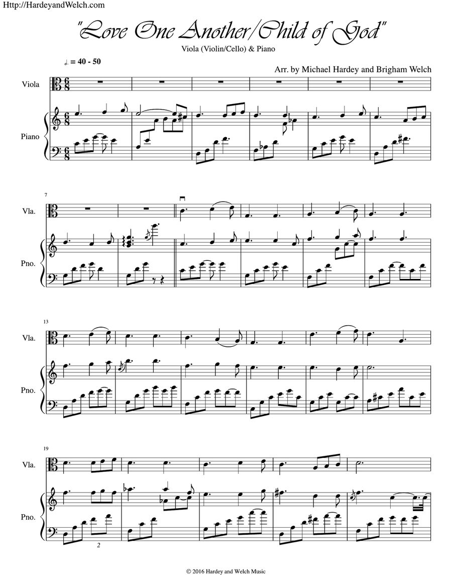 Love One Another/Child of God Piano Quartet scores gallery preview page 1