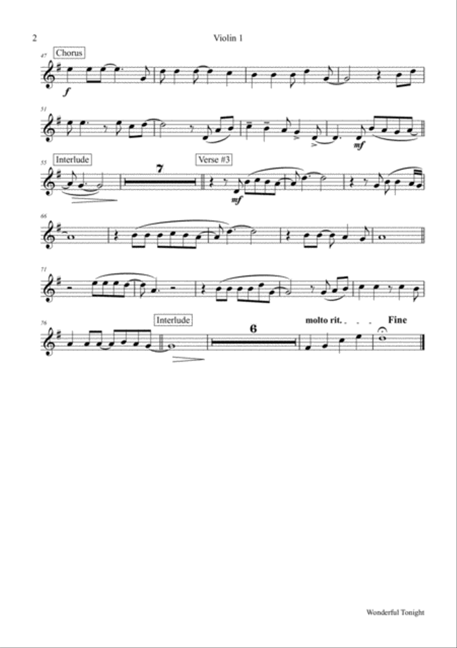 Wonderful Tonight String Quartet scores gallery preview page 5