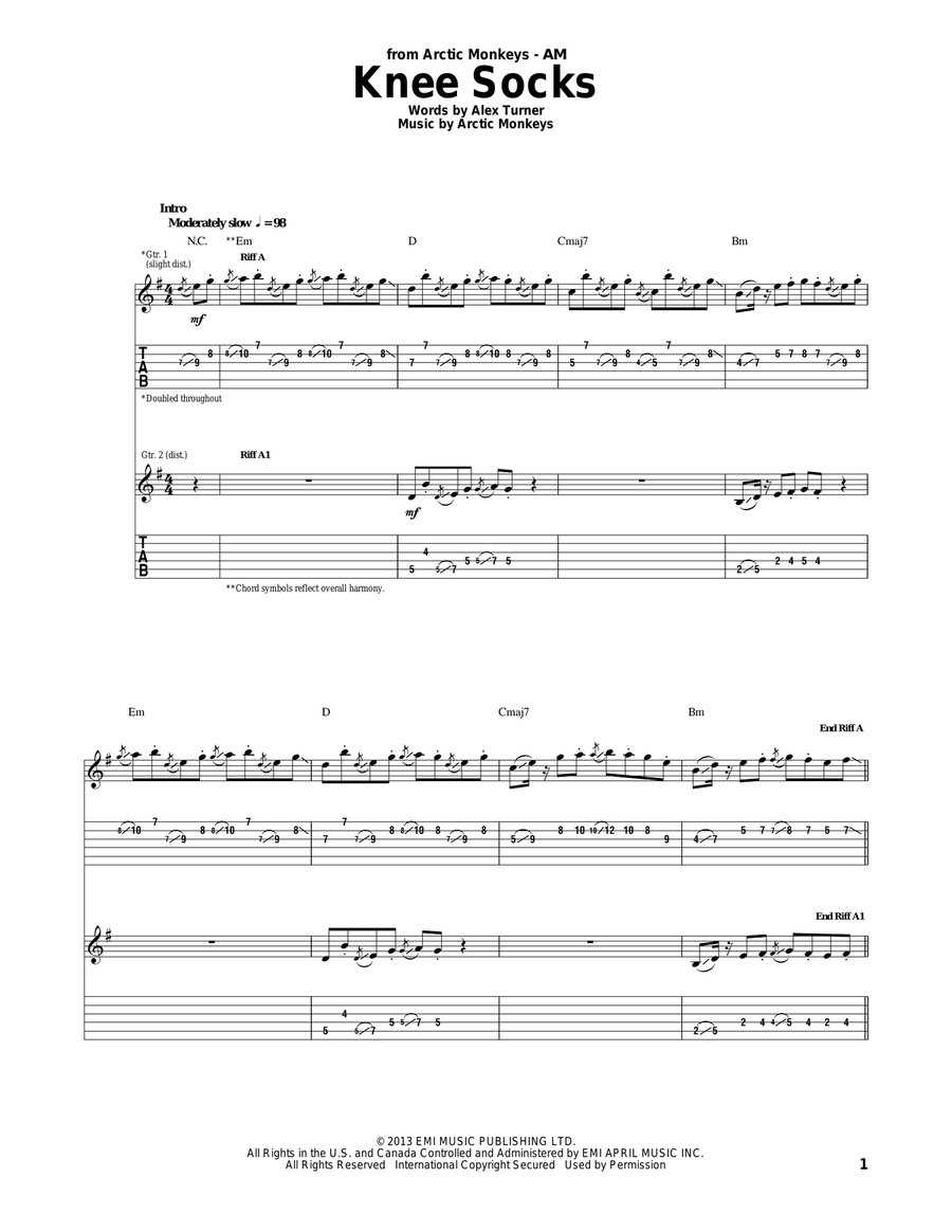Knee Socks Acoustic Guitar scores gallery preview page 1