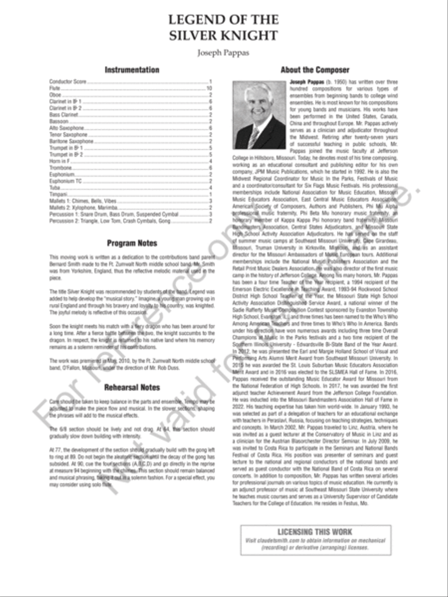 Legend of the Silver Knight Concert Band scores gallery preview page 3