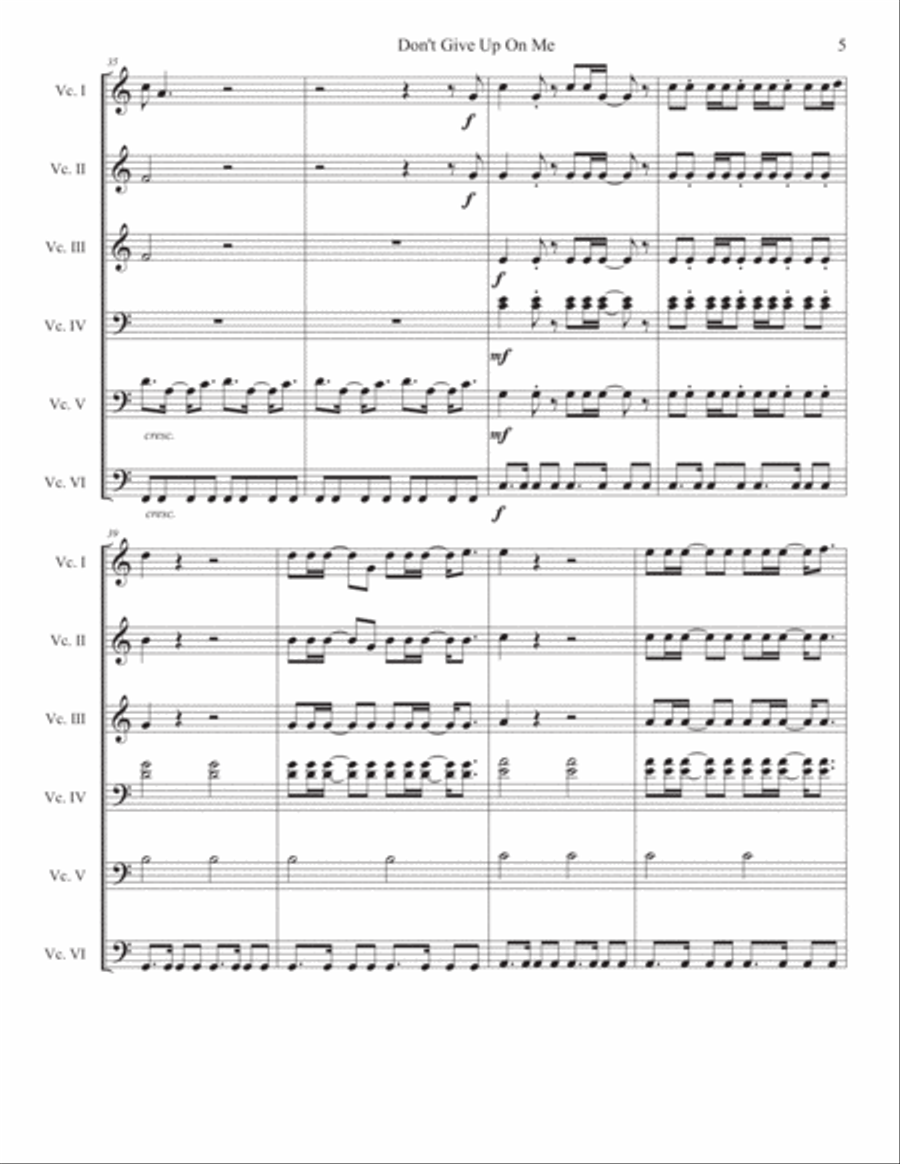Don't Give Up On Me Cello scores gallery preview page 5