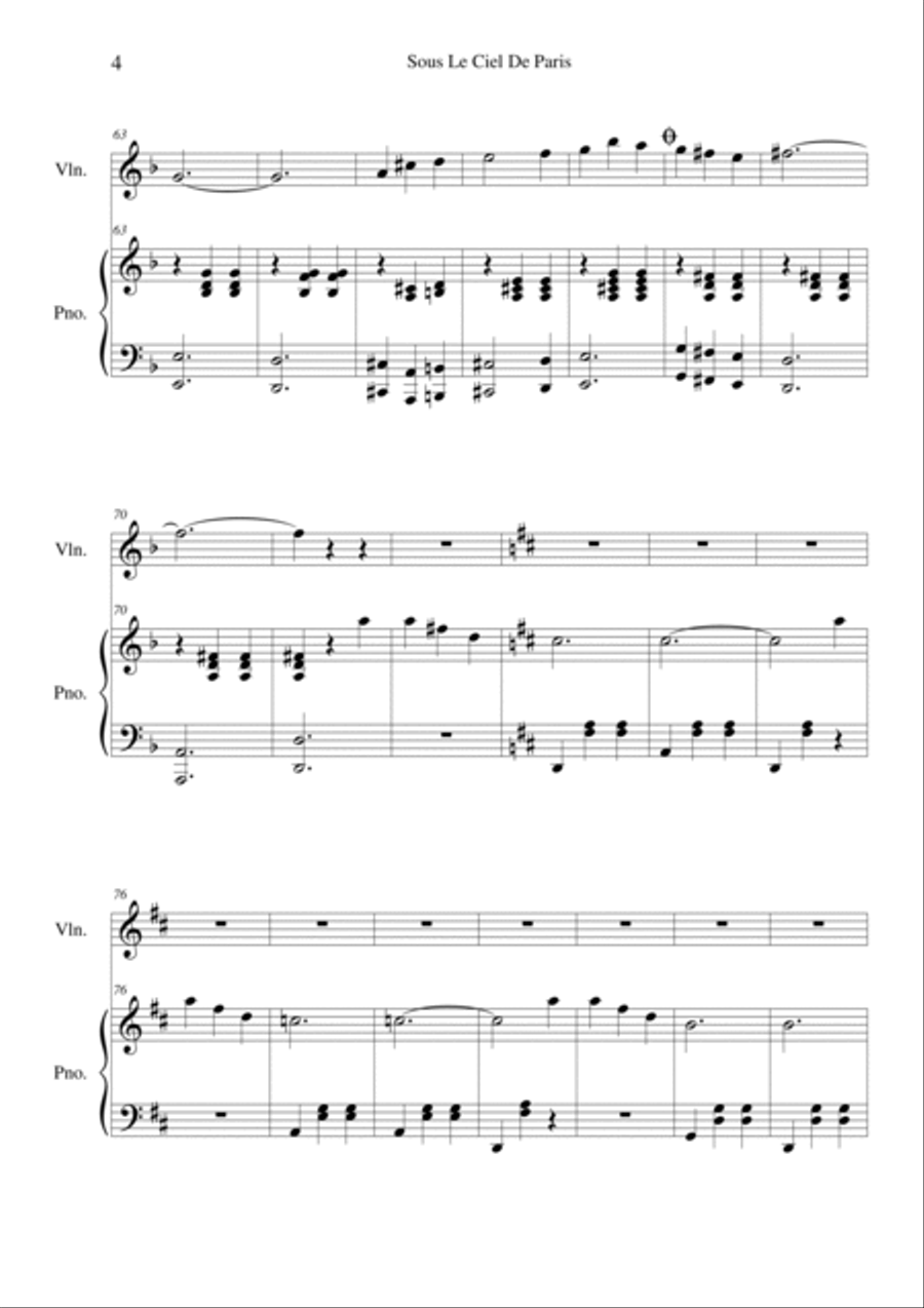 Sous Le Ciel De Paris (Sous Le Ciel De Paris OST)_D Minor Violin Solo scores gallery preview page 4