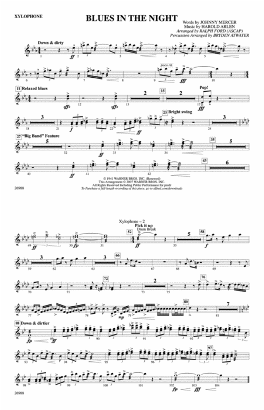 Blues in the Night: Xylophone Marching Band scores gallery preview page 1