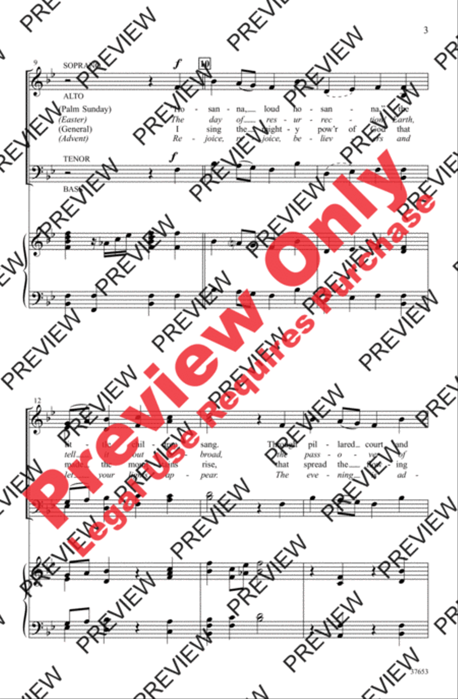 Hosanna, Loud Hosanna 4-Part scores gallery preview page 3