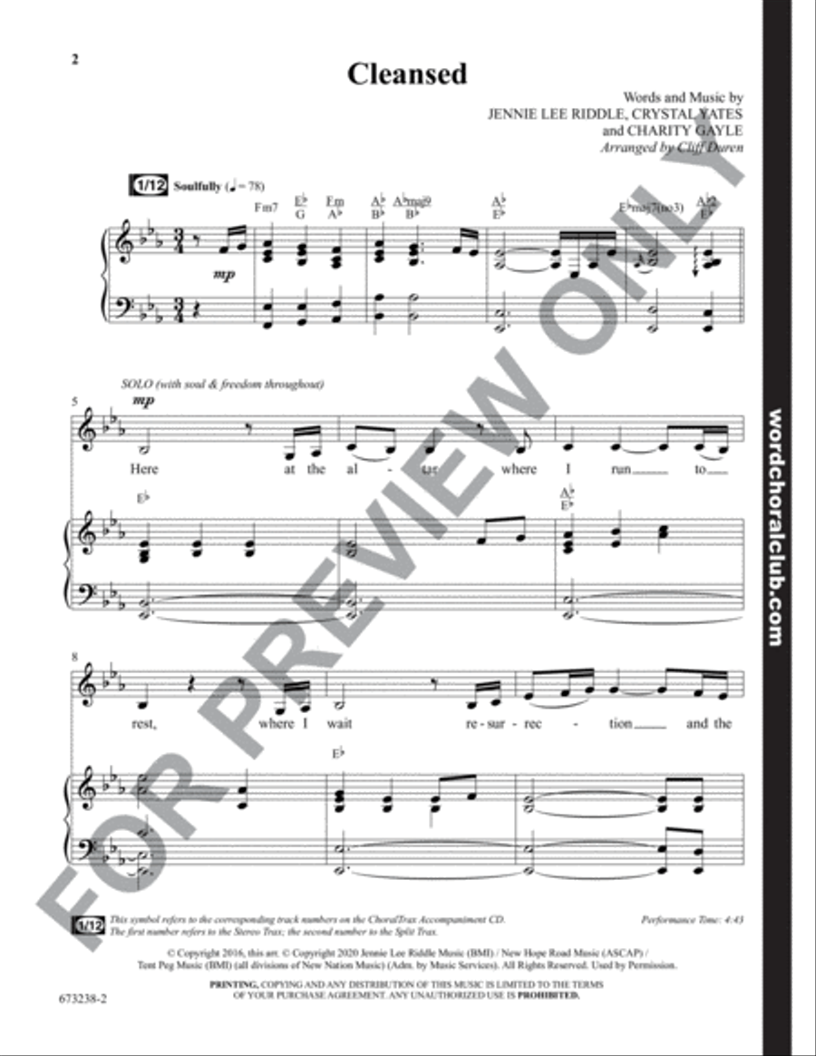 Cleansed - Anthem 4-Part scores gallery preview page 2