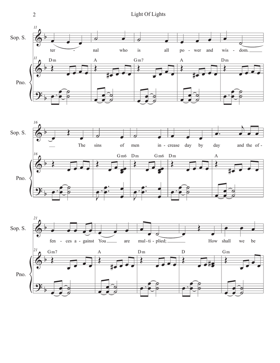 Light Of Lights (Soprano solo) Light Of Lights (Soprano solo) Piano, Vocal scores gallery preview page 2