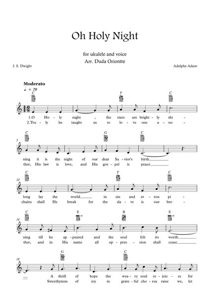Oh Holy Night (C major - TABS - with lyrics) image number null