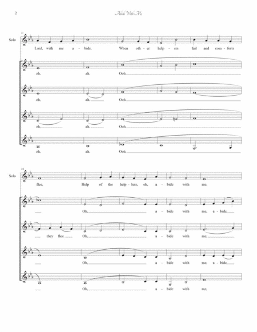 Abide With Me SSAA plus SOLO a cappella SSAA scores gallery preview page 2